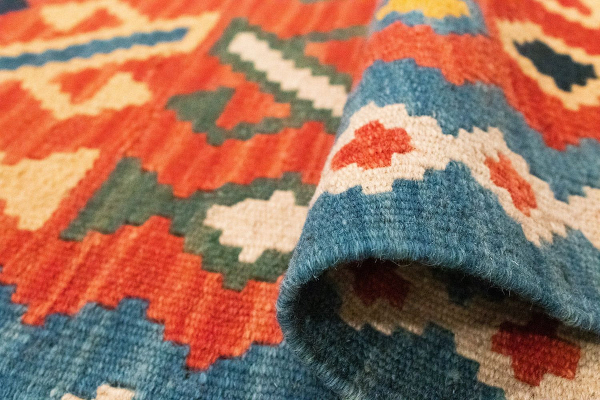 Biegacz Dywan Kelim - Orientalny - 203 x 65 cm - pomarańczowy