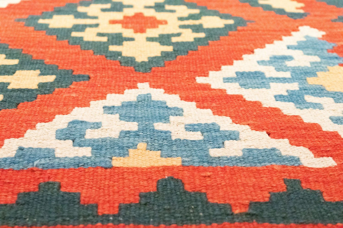 Biegacz Dywan Kelim - Orientalny - 207 x 62 cm - pomarańczowy