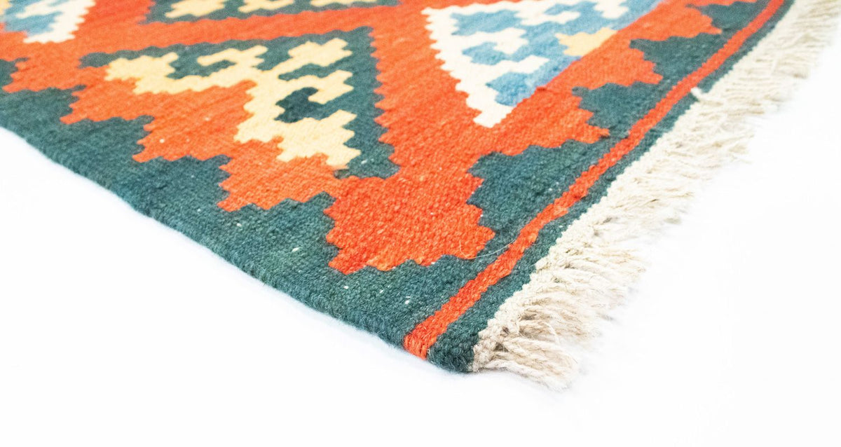 Biegacz Dywan Kelim - Orientalny - 207 x 62 cm - pomarańczowy