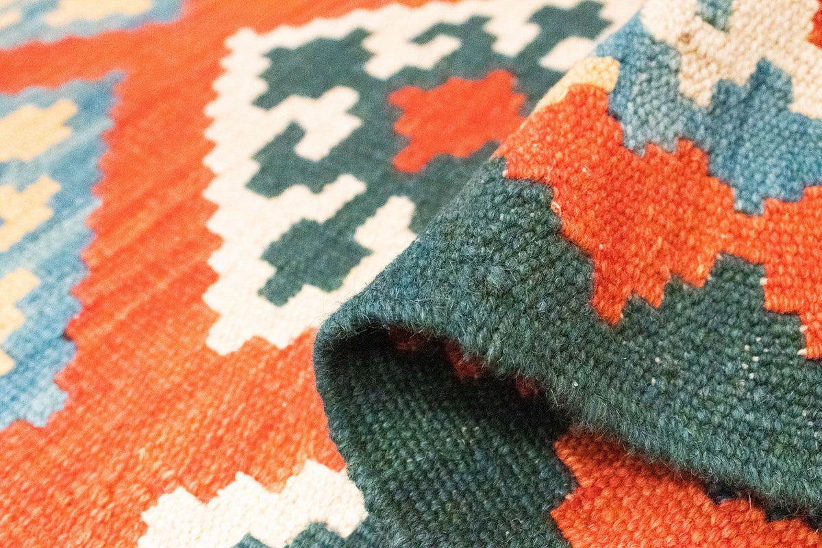 Biegacz Dywan Kelim - Orientalny - 207 x 62 cm - pomarańczowy