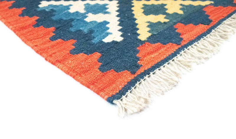 Biegacz Dywan Kelim - Orientalny - 204 x 70 cm - niebieski