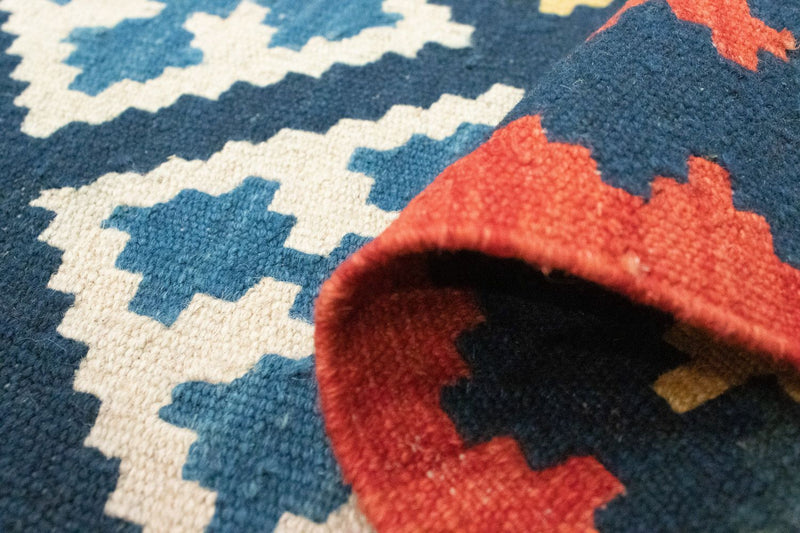 Biegacz Dywan Kelim - Orientalny - 204 x 70 cm - niebieski