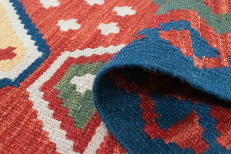 Biegacz Dywan Kelim - Orientalny - 194 x 64 cm - pomarańczowy