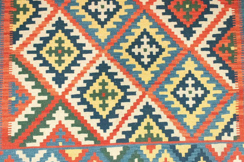 Dywan Kelim - Orientalny - 196 x 150 cm - pomarańczowy