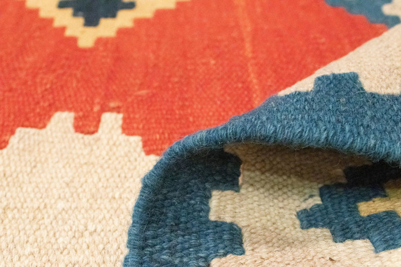 Dywan Kelim - Orientalny - 196 x 150 cm - pomarańczowy