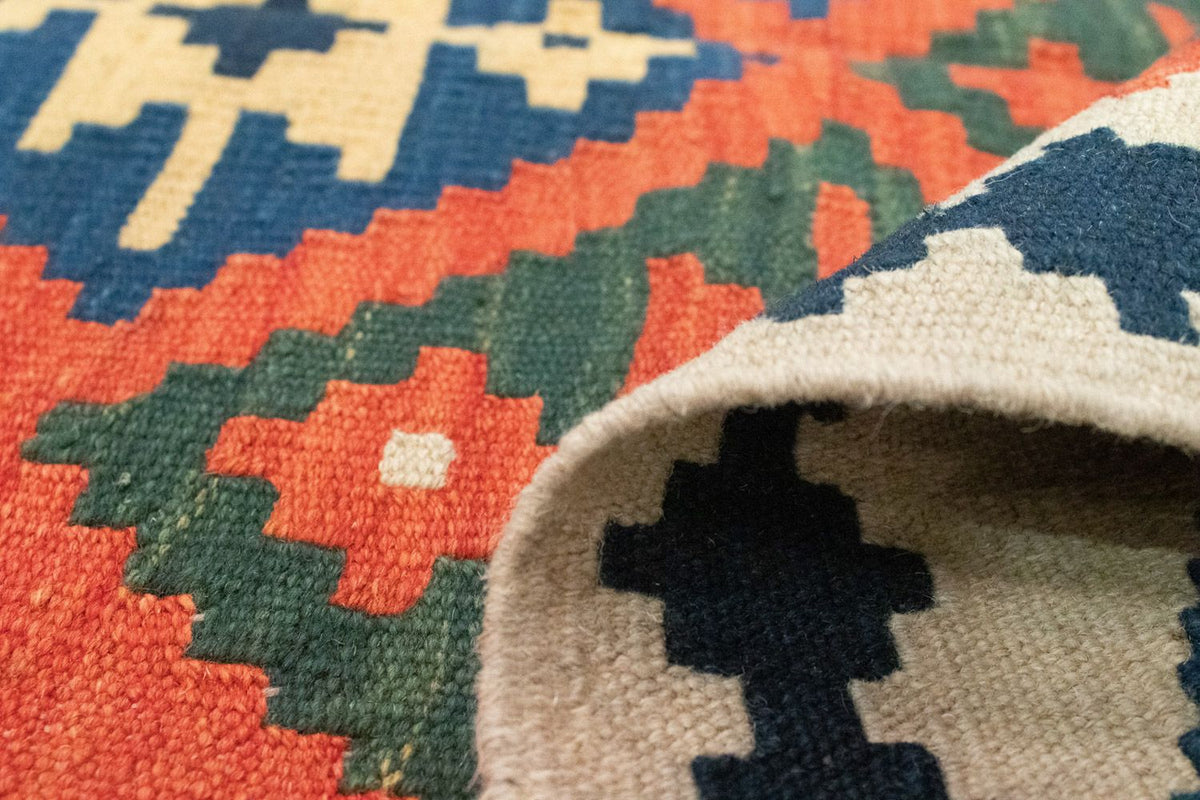 Dywan Kelim - Orientalny - 185 x 122 cm - pomarańczowy