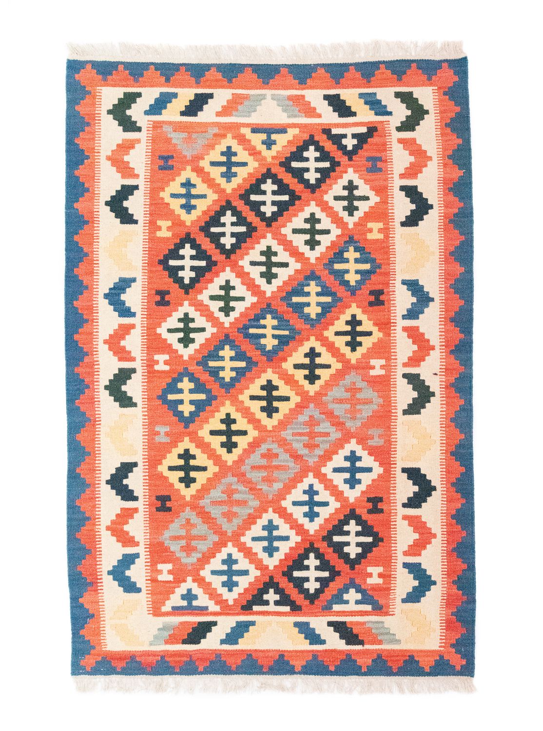 Dywan Kelim - Orientalny - 152 x 99 cm - pomarańczowy