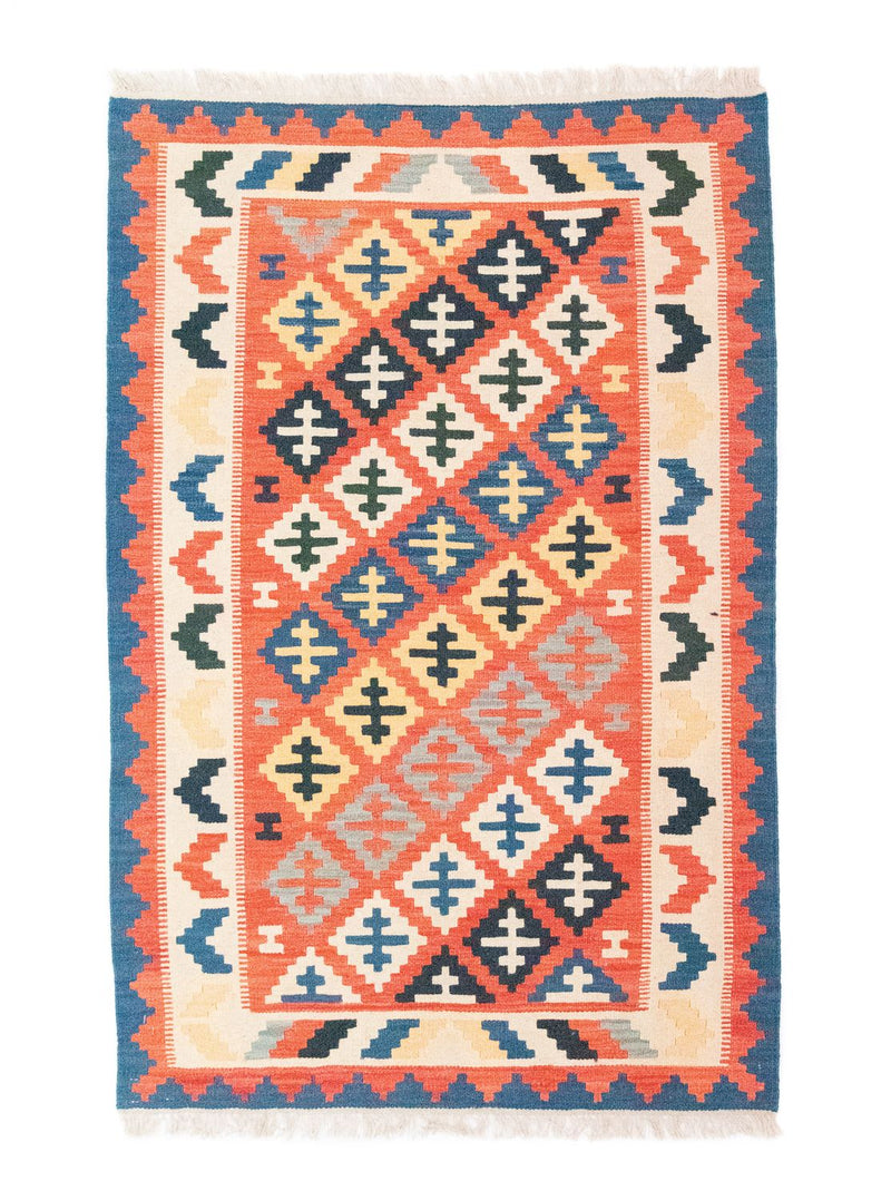 Dywan Kelim - Orientalny - 152 x 99 cm - pomarańczowy