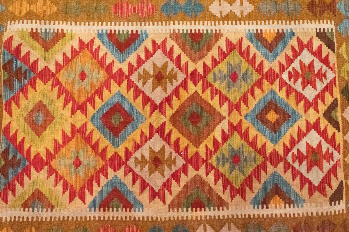 Dywan Kelim - Orientalny - 147 x 105 cm - pomarańczowy