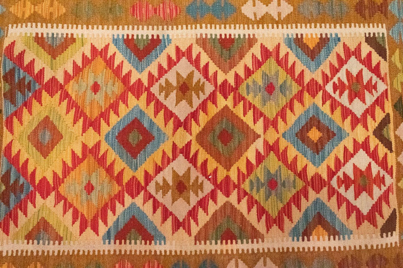 Dywan Kelim - Orientalny - 147 x 105 cm - pomarańczowy