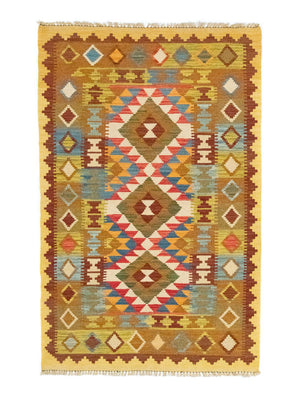 Dywan Kelim - Orientalny - 159 x 101 cm - beżowy