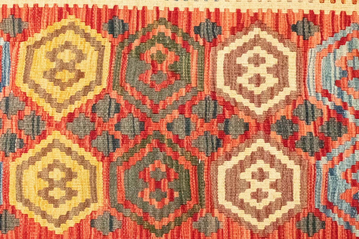 Biegacz Dywan Kelim - Orientalny - 197 x 100 cm - pomarańczowy