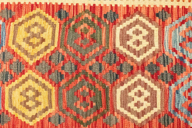 Biegacz Dywan Kelim - Orientalny - 197 x 100 cm - pomarańczowy