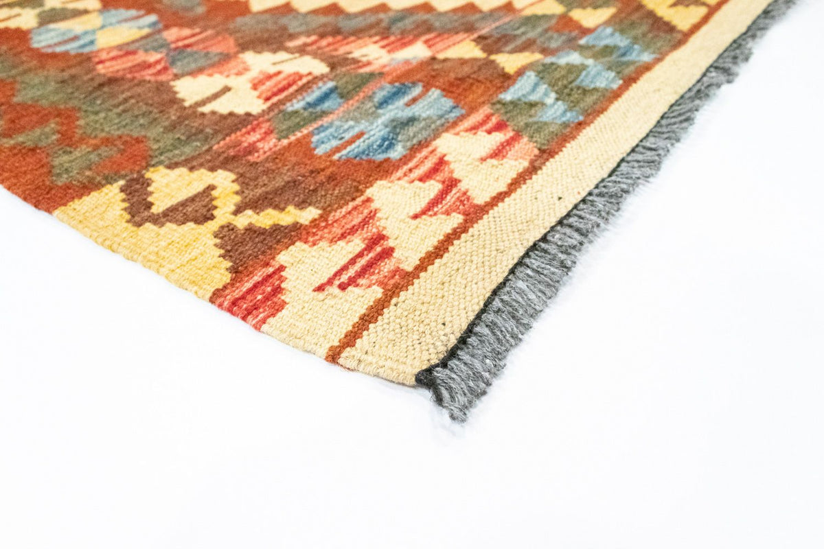 Biegacz Dywan Kelim - Orientalny - 192 x 104 cm - pomarańczowy