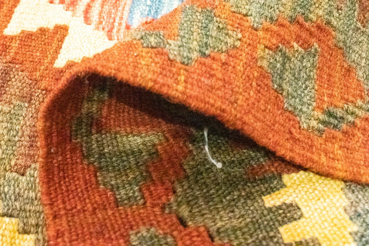 Biegacz Dywan Kelim - Orientalny - 192 x 104 cm - pomarańczowy