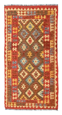 Biegacz Dywan Kelim - Orientalny - 190 x 99 cm - czerwony