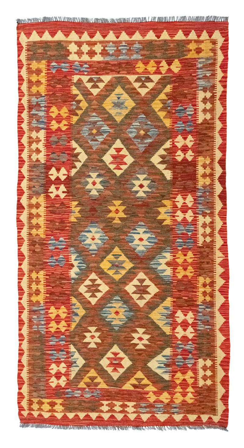 Biegacz Dywan Kelim - Orientalny - 190 x 99 cm - czerwony