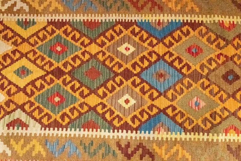 Dywan Kelim - Orientalny - 259 x 161 cm - pomarańczowy