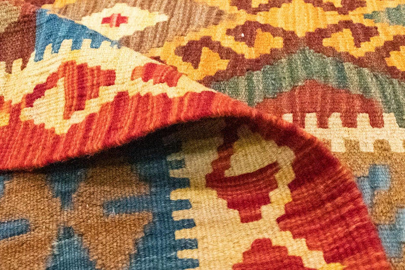 Dywan Kelim - Orientalny - 259 x 161 cm - pomarańczowy