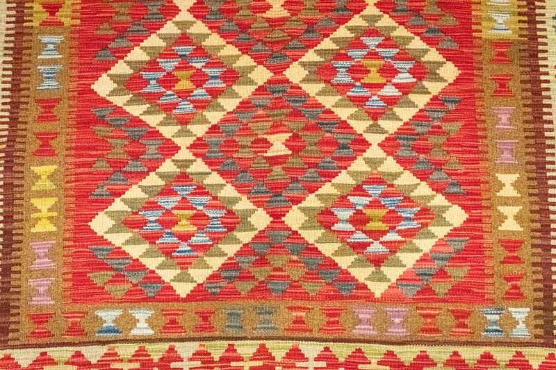 Dywan Kelim - Orientalny - 242 x 156 cm - pomarańczowy