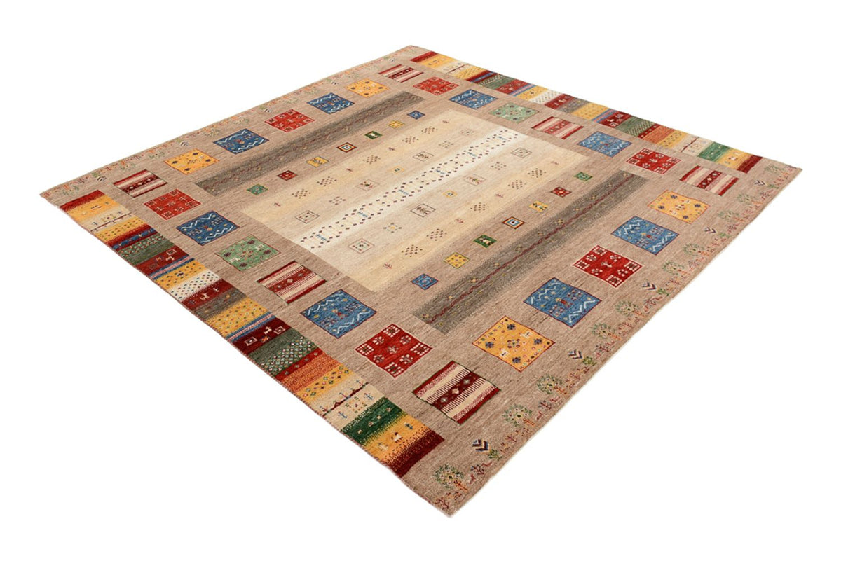 Dywan Gabbeh - Loribaft Indus kwadratowy  - 203 x 201 cm - wielokolorowy