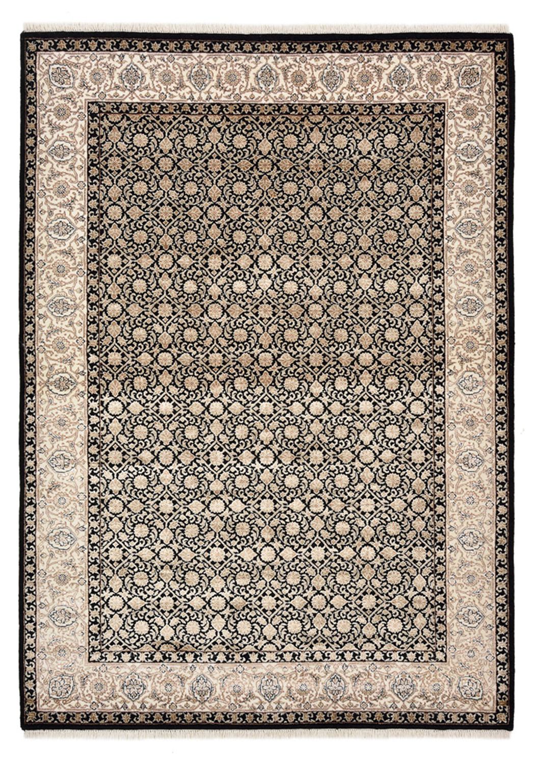 Orientalny dywan - Bijar - Indus - 203 x 144 cm - ciemny beż