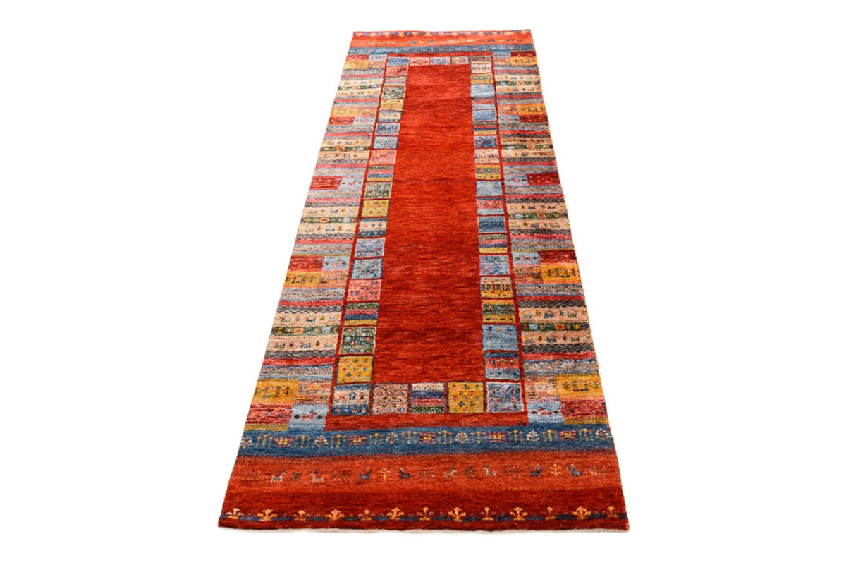 Biegacz Dywan Gabbeh - Loribaft Indus - 249 x 82 cm - wielokolorowy