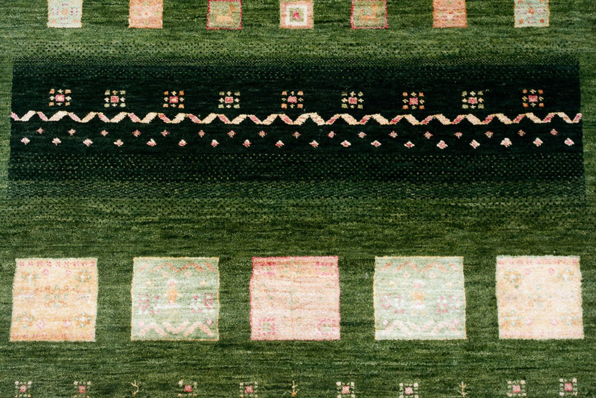 Dywan Gabbeh - Loribaft Indus - 238 x 173 cm - zielona