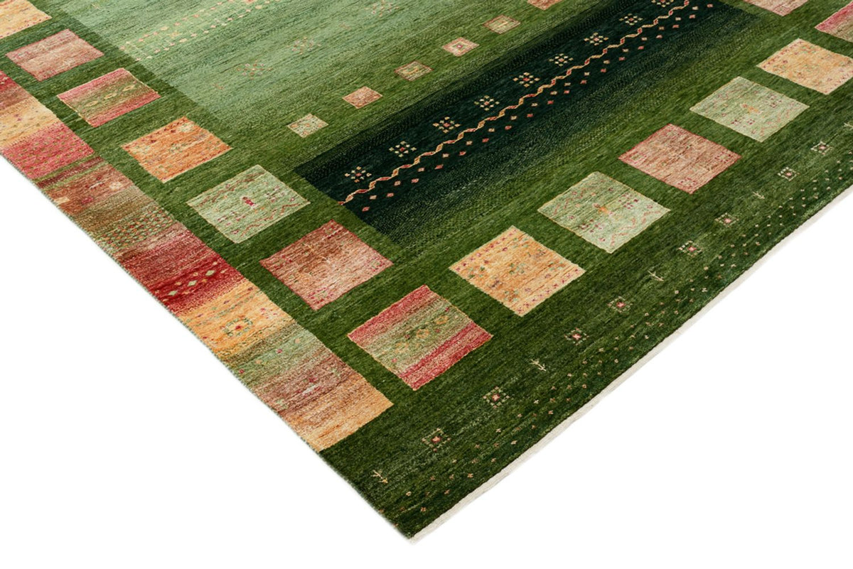 Dywan Gabbeh - Loribaft Indus - 308 x 205 cm - zielona