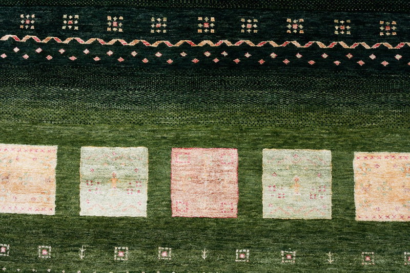 Dywan Gabbeh - Loribaft Indus - 308 x 205 cm - zielona