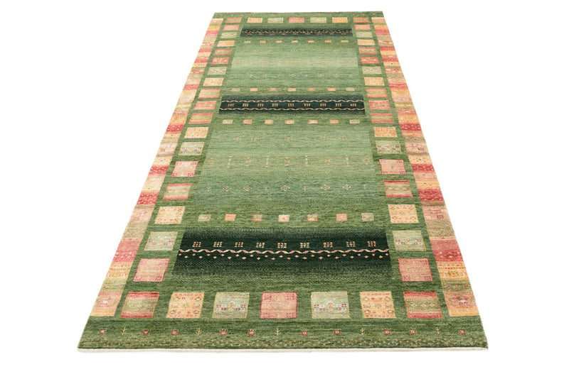 Biegacz Dywan Gabbeh - Loribaft Indus - 301 x 129 cm - wielokolorowy