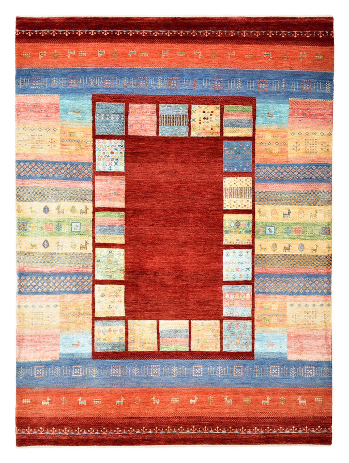 Dywan Gabbeh - Loribaft Indus - 241 x 178 cm - wielokolorowy