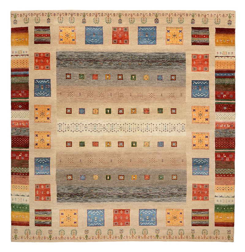 Dywan Gabbeh - Loribaft Indus kwadratowy  - 256 x 250 cm - jasny beż