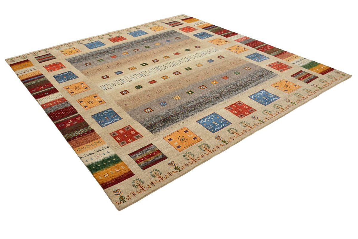 Dywan Gabbeh - Loribaft Indus kwadratowy  - 256 x 250 cm - jasny beż