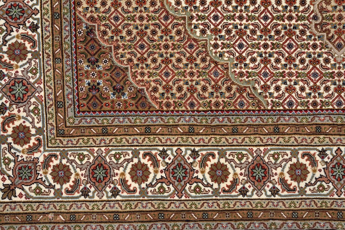 Dywan orientalny - Tabriz kwadratowy  - 203 x 201 cm - ciemny beż