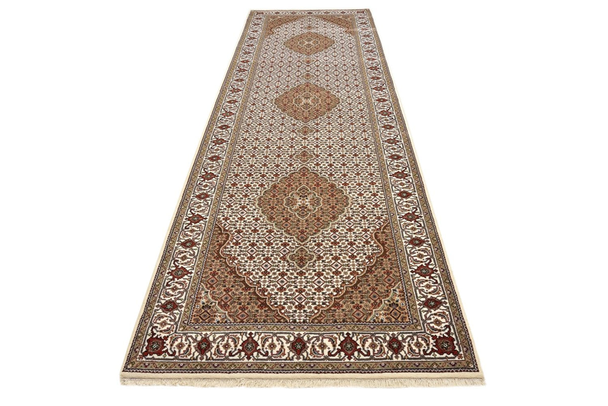 Biegacz Dywan orientalny - Tabriz - 372 x 121 cm - jasny beż