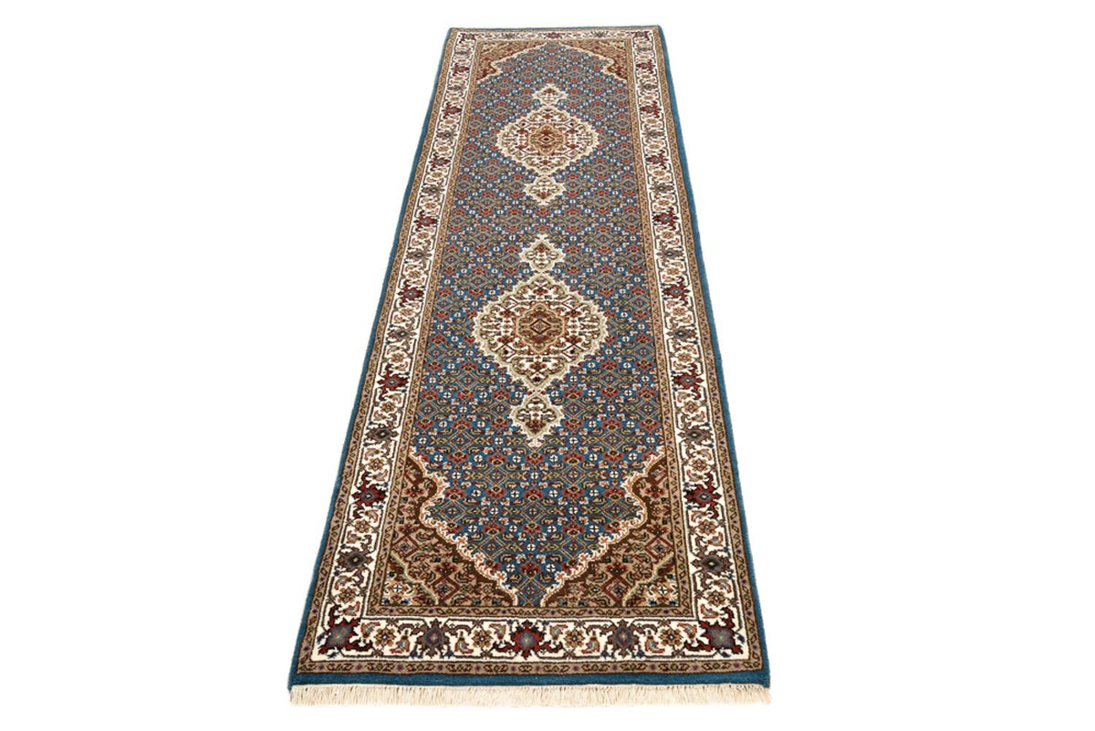 Biegacz Dywan orientalny - Tabriz - 244 x 75 cm - ciemnoniebieski