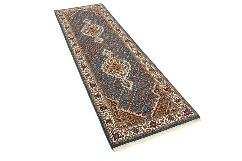 Biegacz Dywan orientalny - Tabriz - 244 x 75 cm - ciemnoniebieski