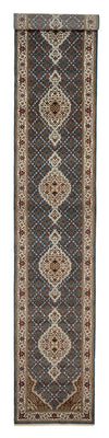 Biegacz Dywan orientalny - Tabriz - 454 x 79 cm - ciemnoniebieski