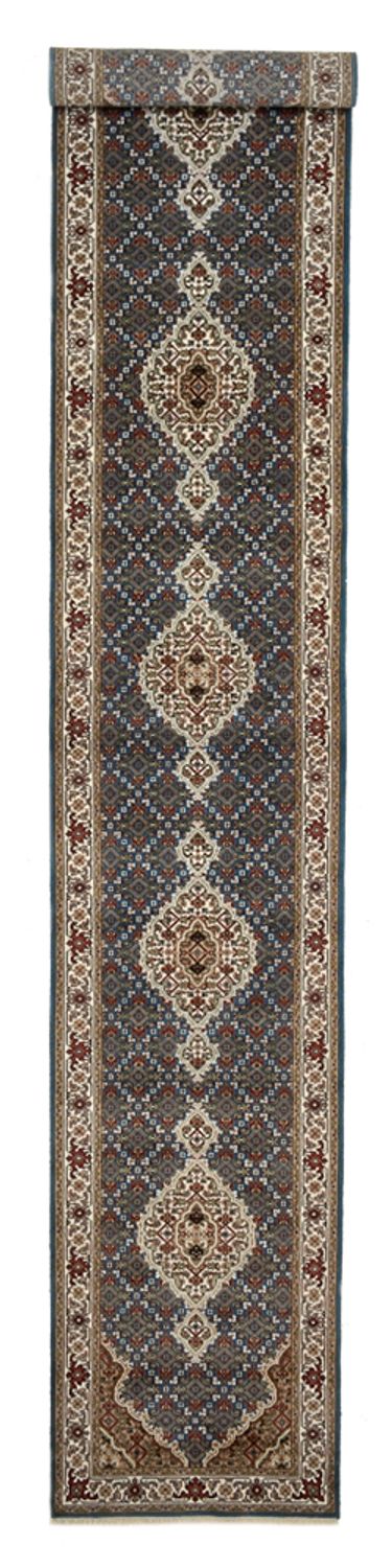 Biegacz Dywan orientalny - Tabriz - 454 x 79 cm - ciemnoniebieski