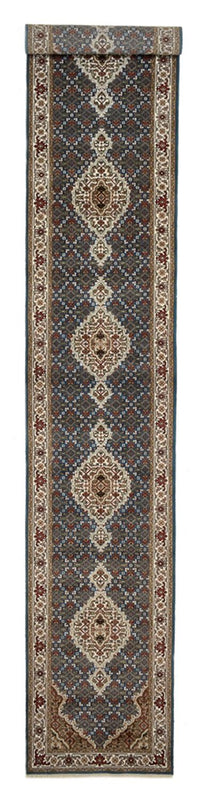 Biegacz Dywan orientalny - Tabriz - 454 x 79 cm - ciemnoniebieski