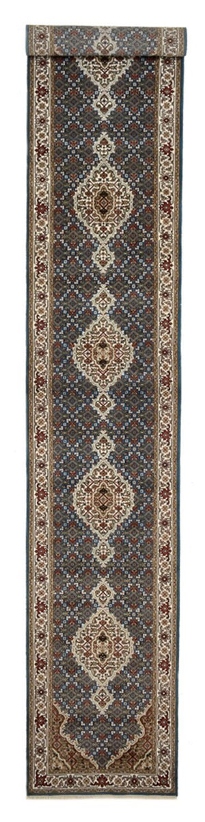 Biegacz Dywan orientalny - Tabriz - 454 x 79 cm - ciemnoniebieski