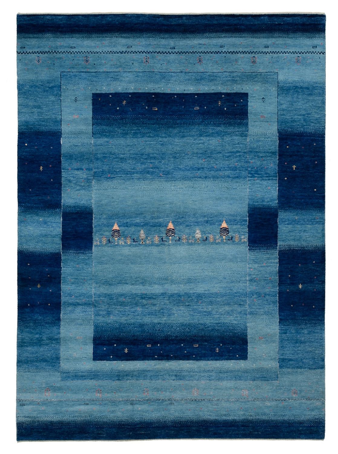 Dywan Gabbeh - Loribaft Indus - 241 x 175 cm - niebieski