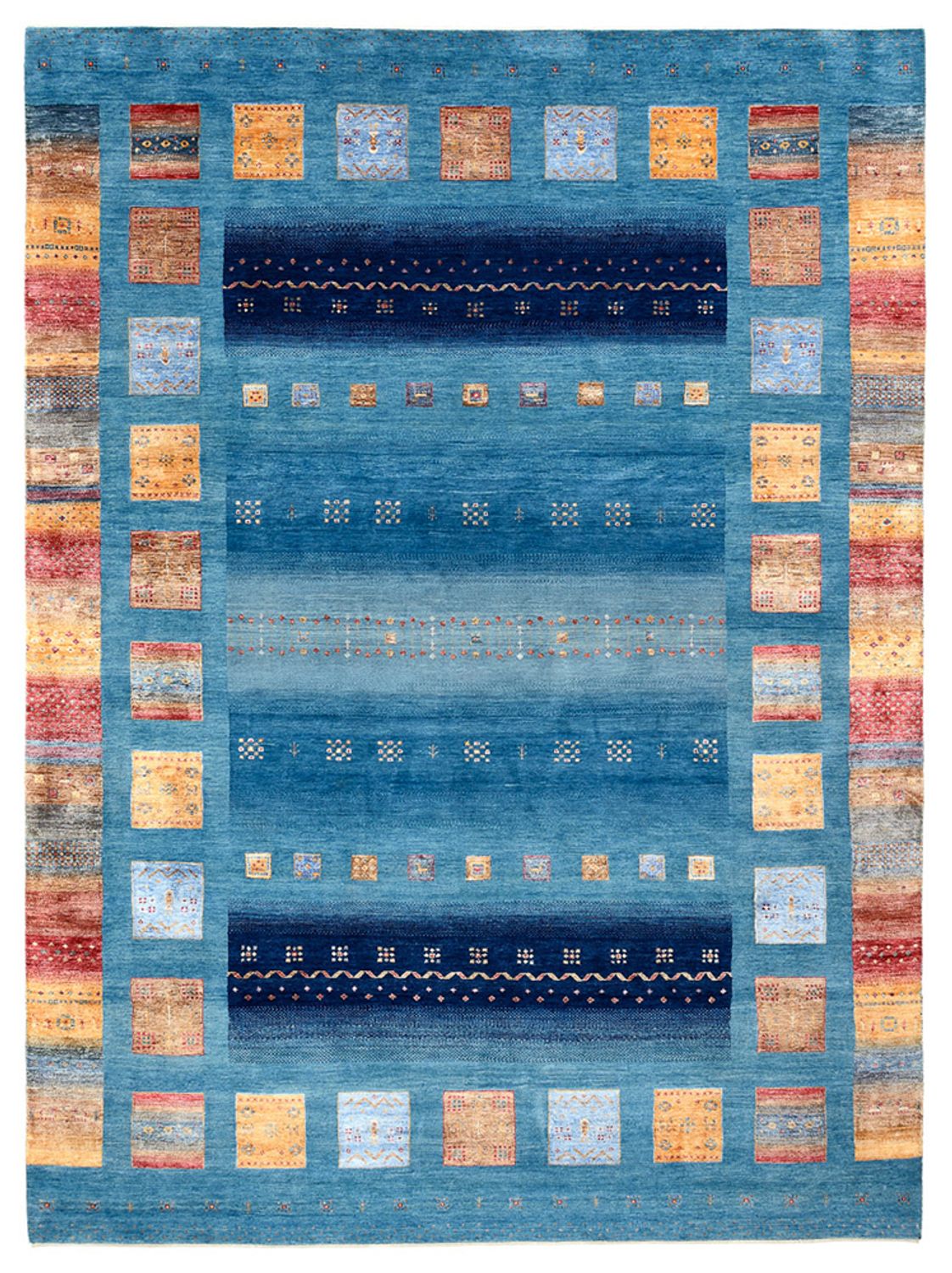 Dywan Gabbeh - Loribaft Indus - 338 x 249 cm - niebieski