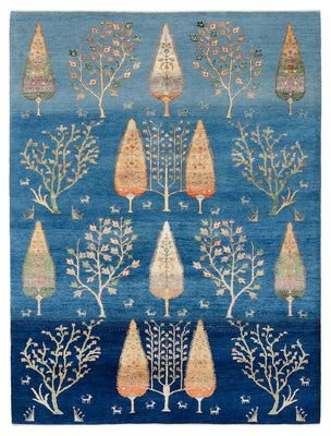 Dywan Gabbeh - Loribaft Indus - 204 x 155 cm - jasnoniebieski