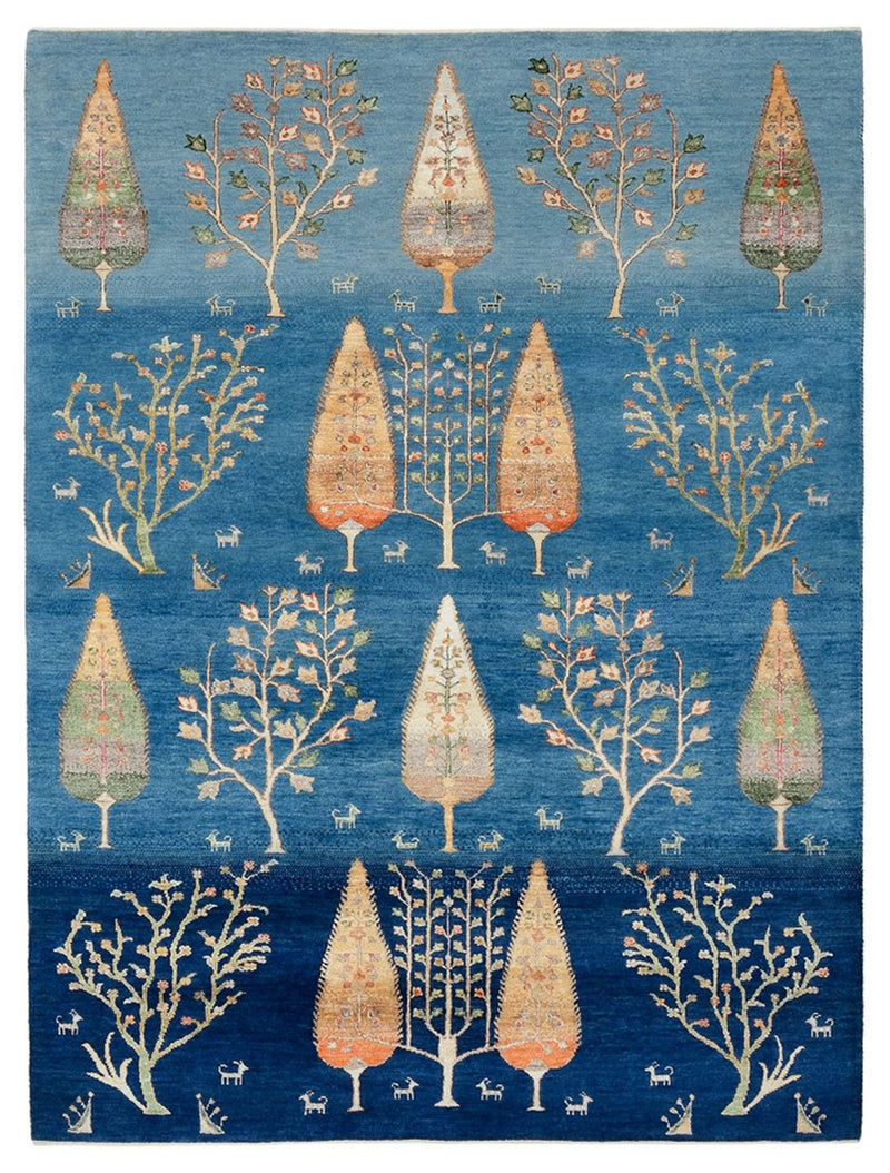 Dywan Gabbeh - Loribaft Indus - 204 x 155 cm - jasnoniebieski