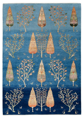 Dywan Gabbeh - Loribaft Indus - 206 x 150 cm - niebieski