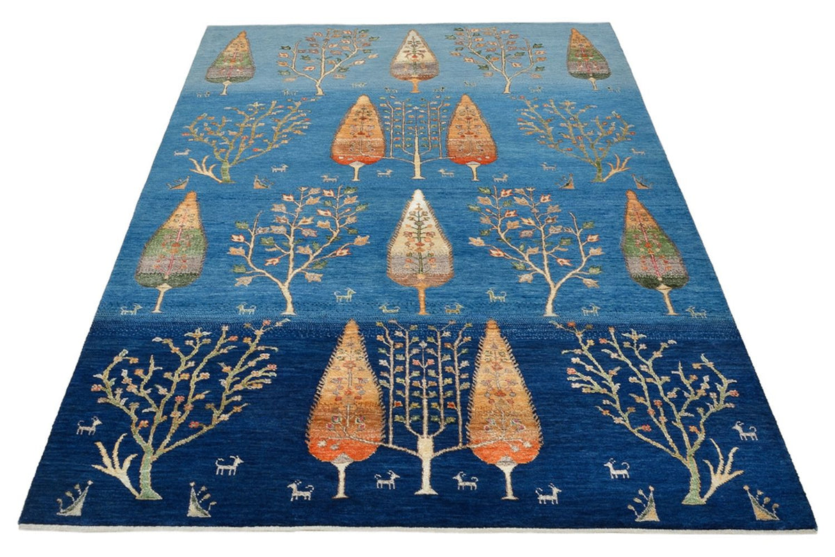 Dywan Gabbeh - Loribaft Indus - 206 x 150 cm - niebieski
