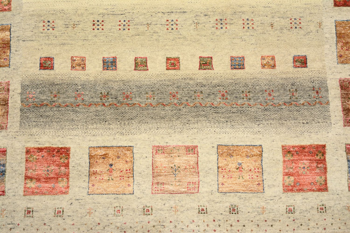 Dywan Gabbeh - Loribaft Indus kwadratowy  - 202 x 199 cm - jasny beż