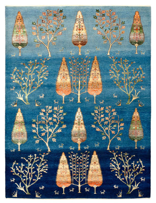 Dywan Gabbeh - Loribaft Indus - 203 x 155 cm - morski błękit